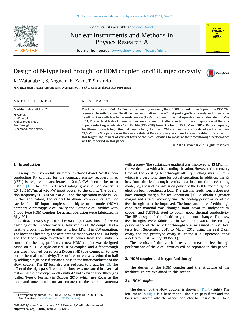 Design of N-type feedthrough for HOM coupler for cERL injector cavity