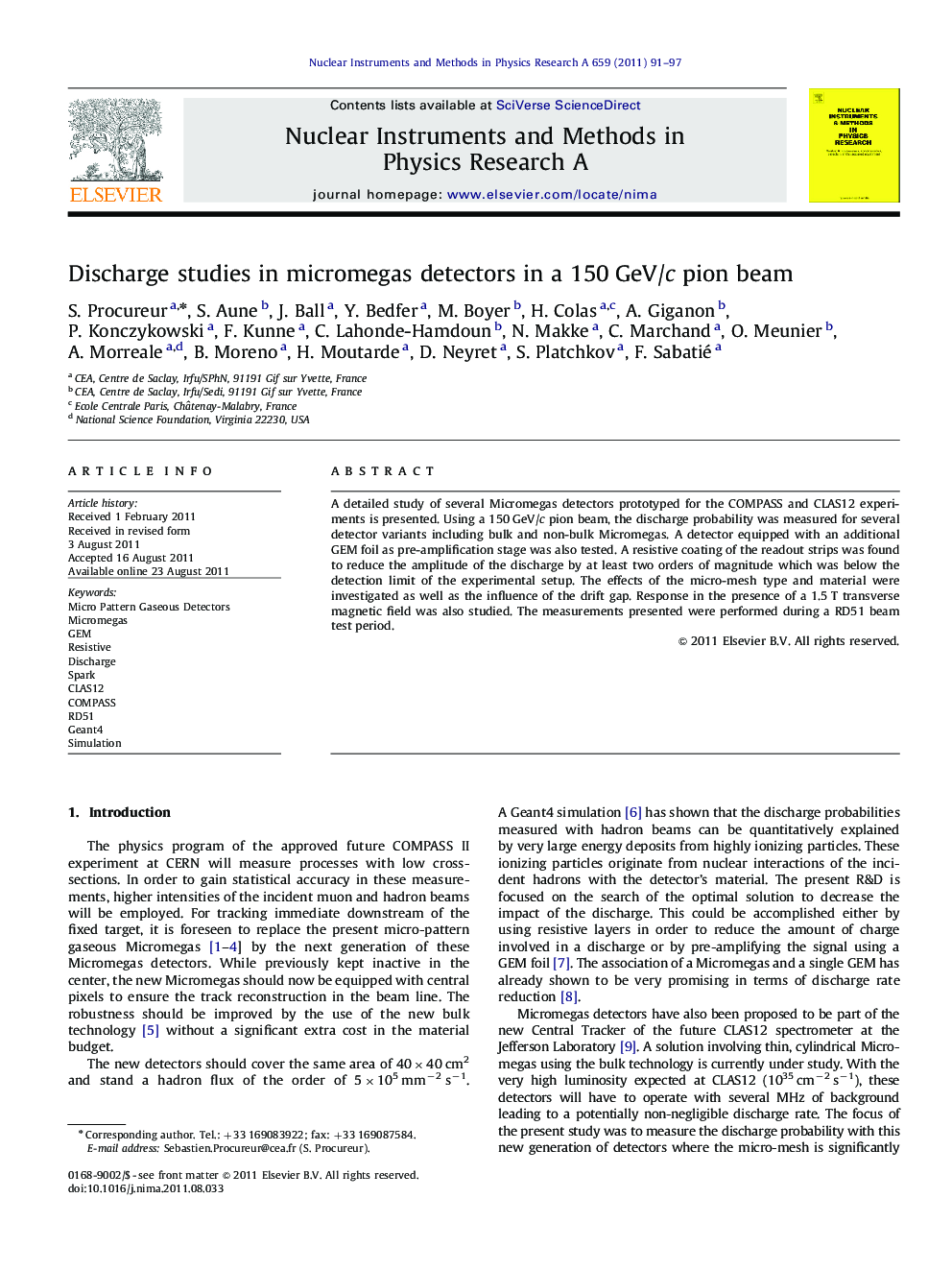 Discharge studies in micromegas detectors in a 150Â GeV/c pion beam