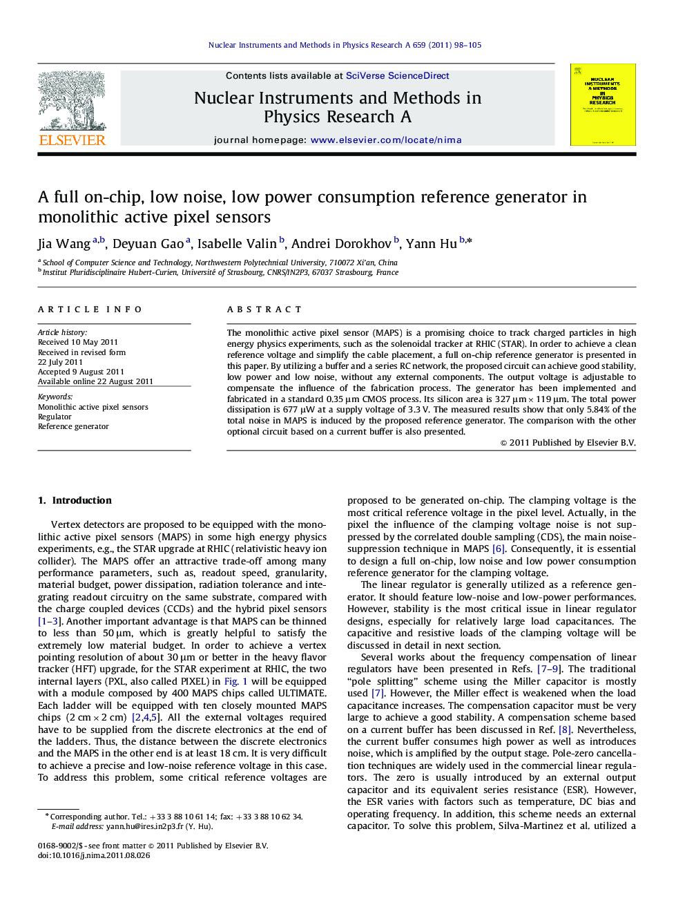 A full on-chip, low noise, low power consumption reference generator in monolithic active pixel sensors