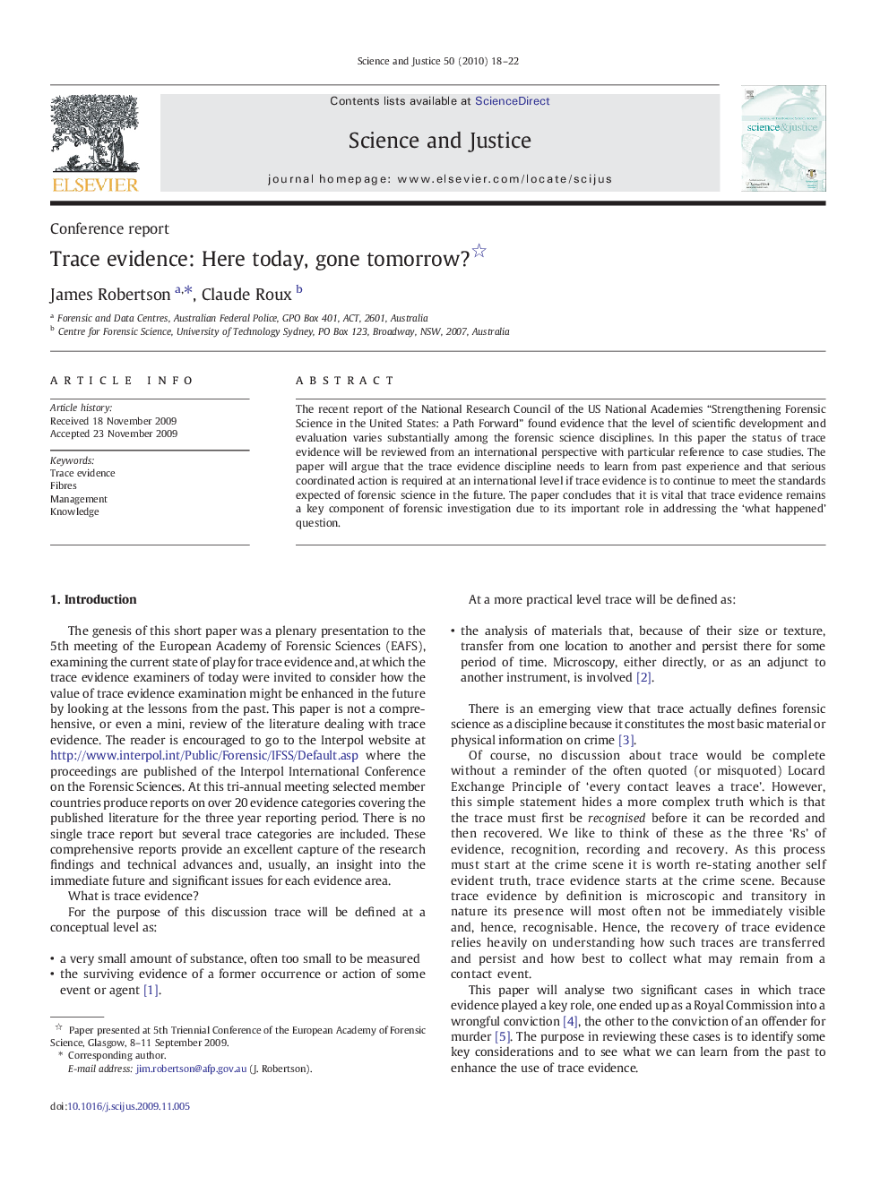 Trace evidence: Here today, gone tomorrow? 