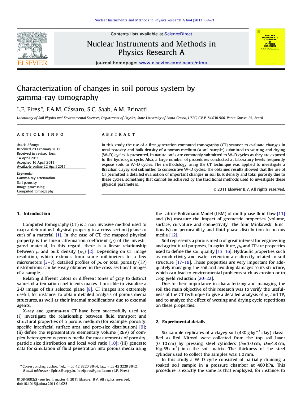 Characterization of changes in soil porous system by gamma-ray tomography