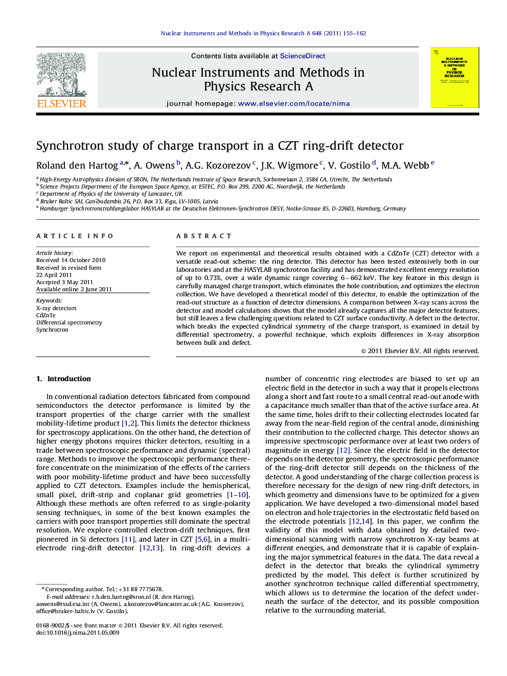 Synchrotron study of charge transport in a CZT ring-drift detector