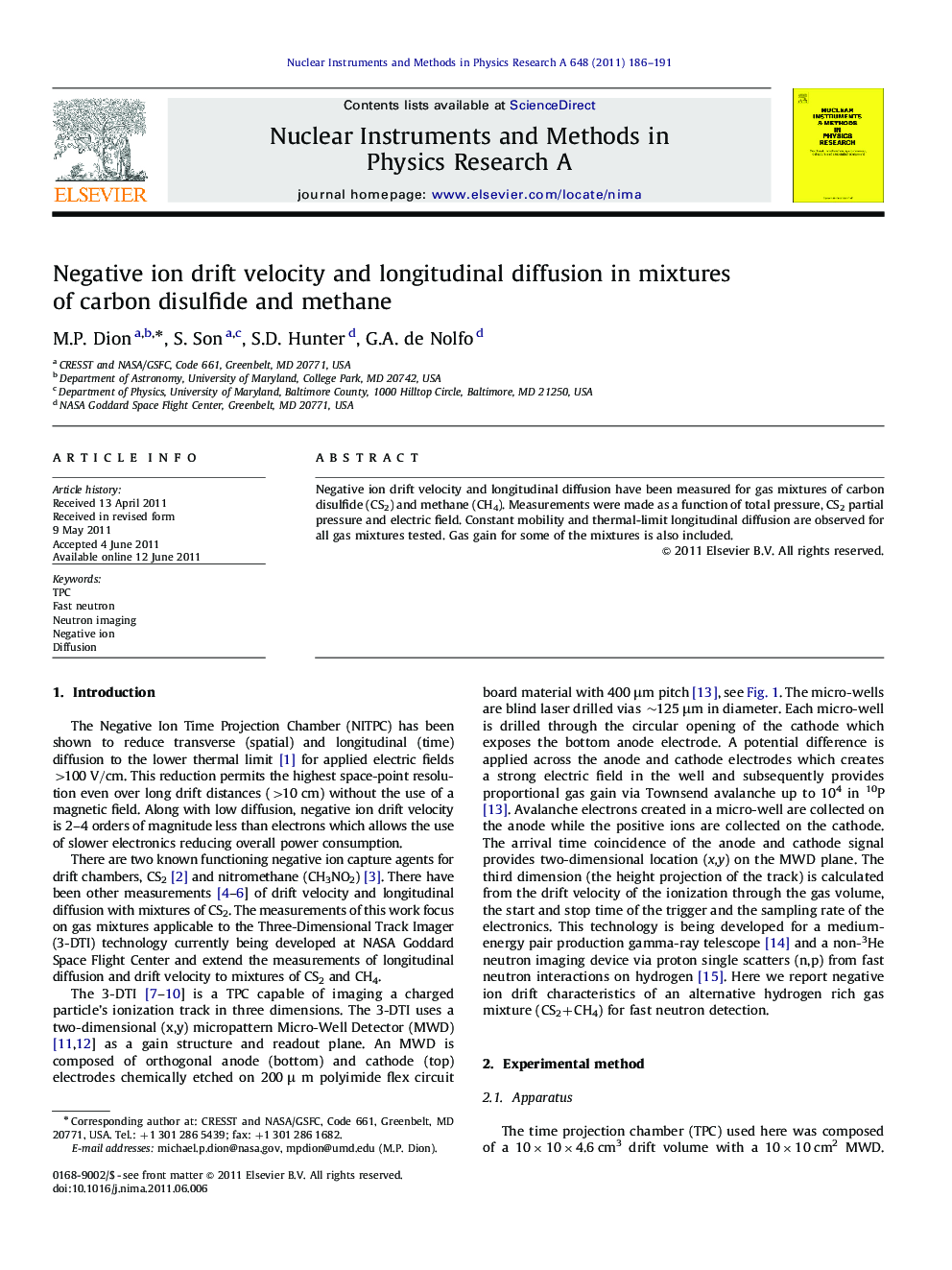 Negative ion drift velocity and longitudinal diffusion in mixtures of carbon disulfide and methane