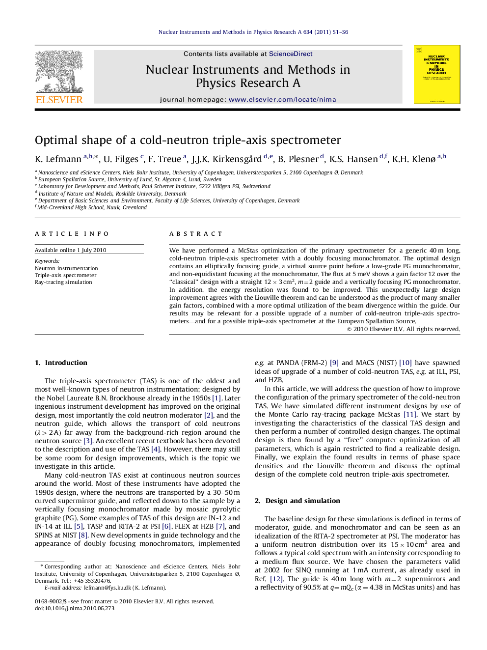 عکس صفحه اول مقاله: Optimal shape of a cold-neutron triple-axis spectrometer Optimal shape of a cold-neutron triple-axis spectrometer