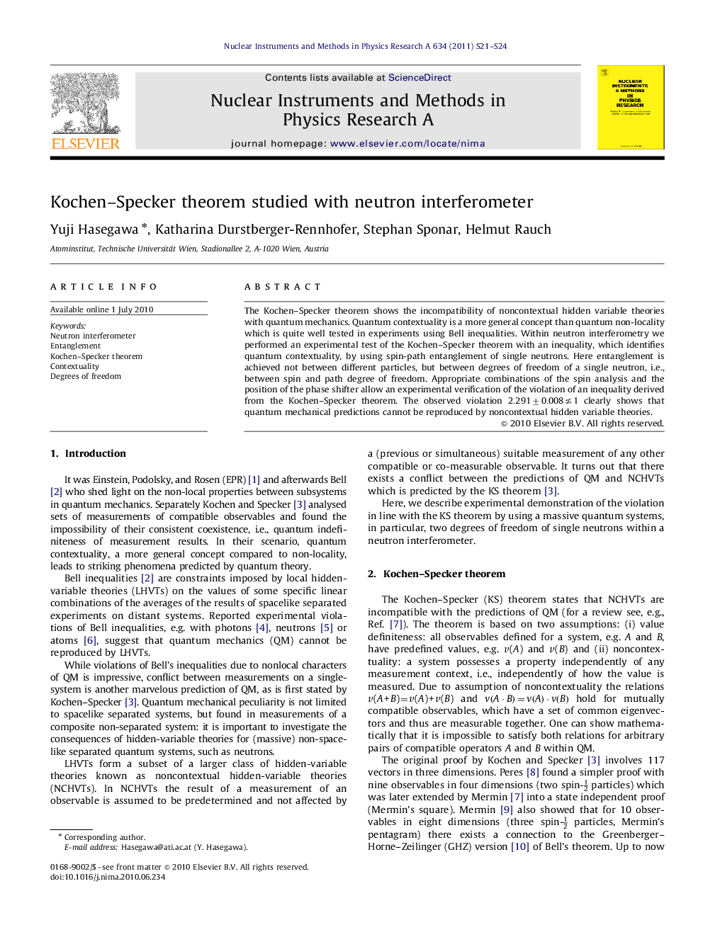 Kochen-Specker theorem studied with neutron interferometer