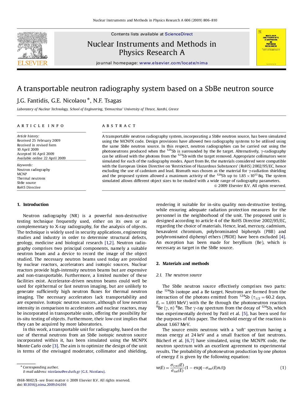 A transportable neutron radiography system based on a SbBe neutron source