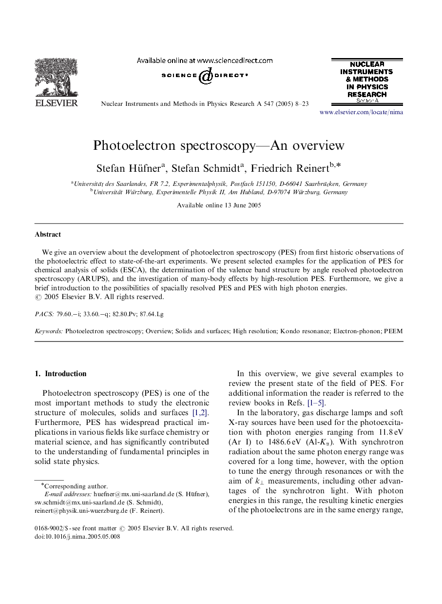 Photoelectron spectroscopy-An overview