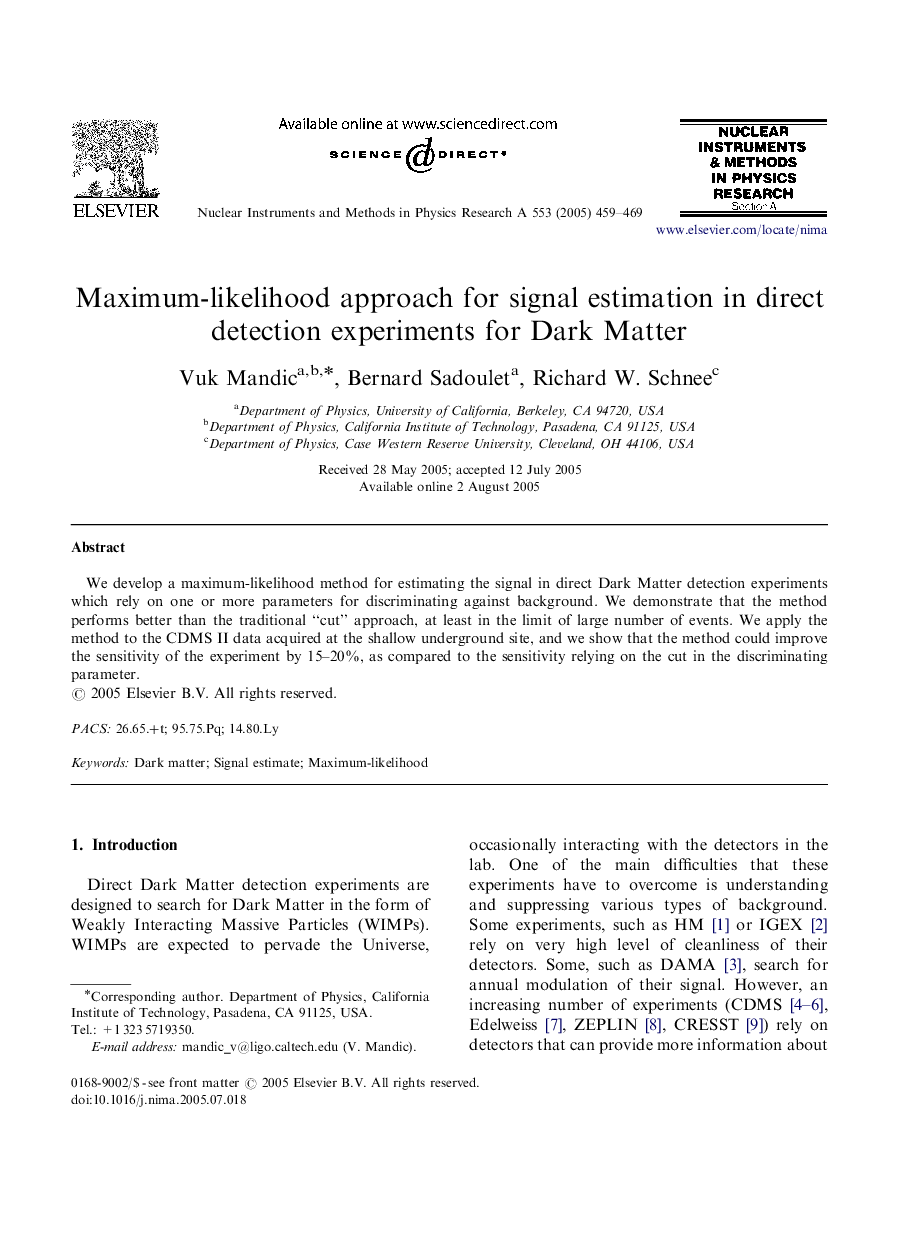 Maximum-likelihood approach for signal estimation in direct detection experiments for Dark Matter