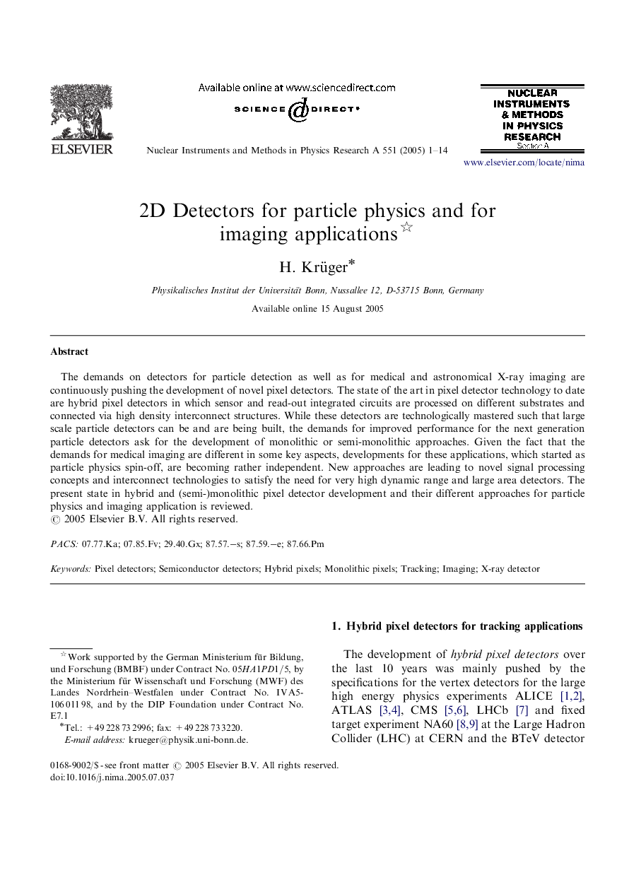 2D Detectors for particle physics and for imaging applications