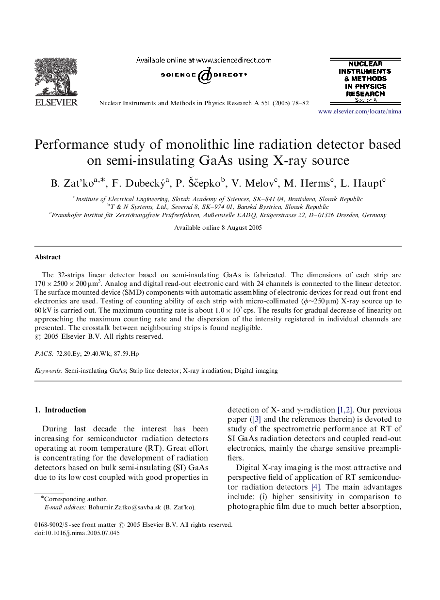 Performance study of monolithic line radiation detector based on semi-insulating GaAs using X-ray source