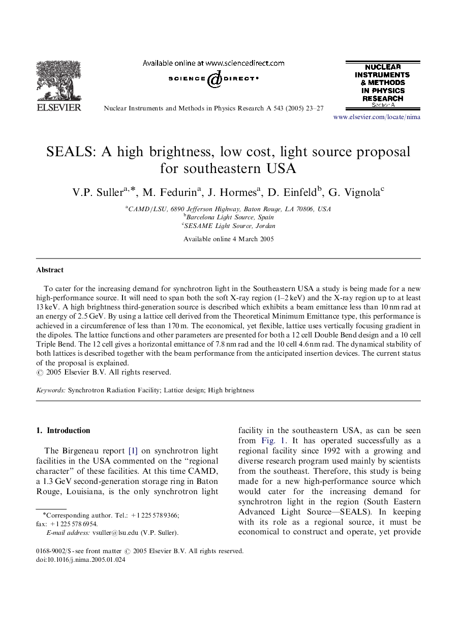 SEALS: A high brightness, low cost, light source proposal for southeastern USA