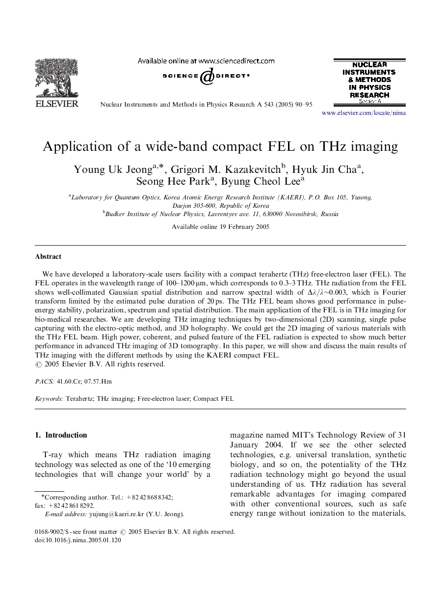 Application of a wide-band compact FEL on THz imaging