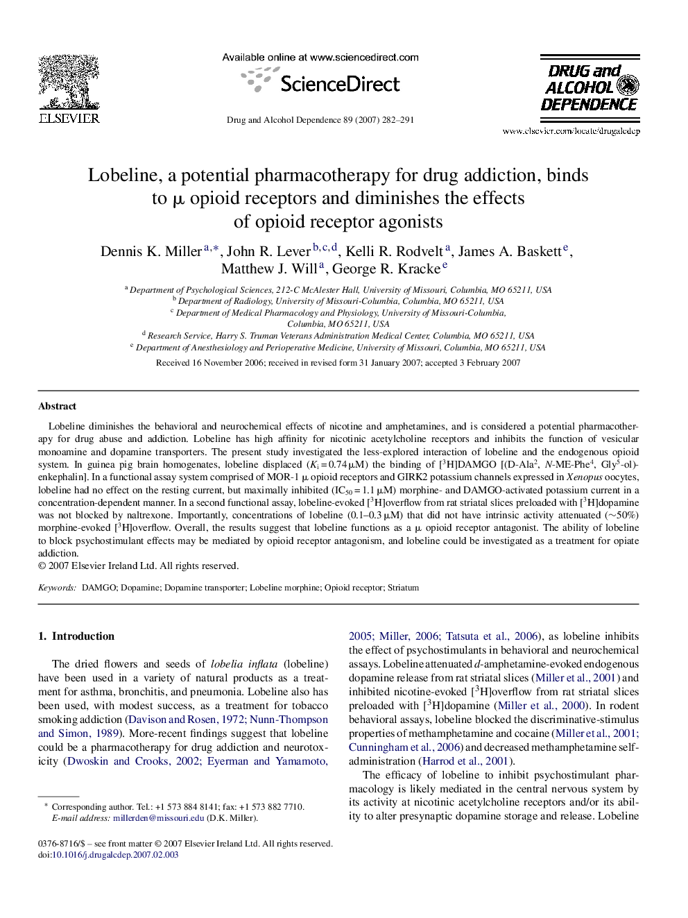 Lobeline, a potential pharmacotherapy for drug addiction, binds to Î¼ opioid receptors and diminishes the effects of opioid receptor agonists