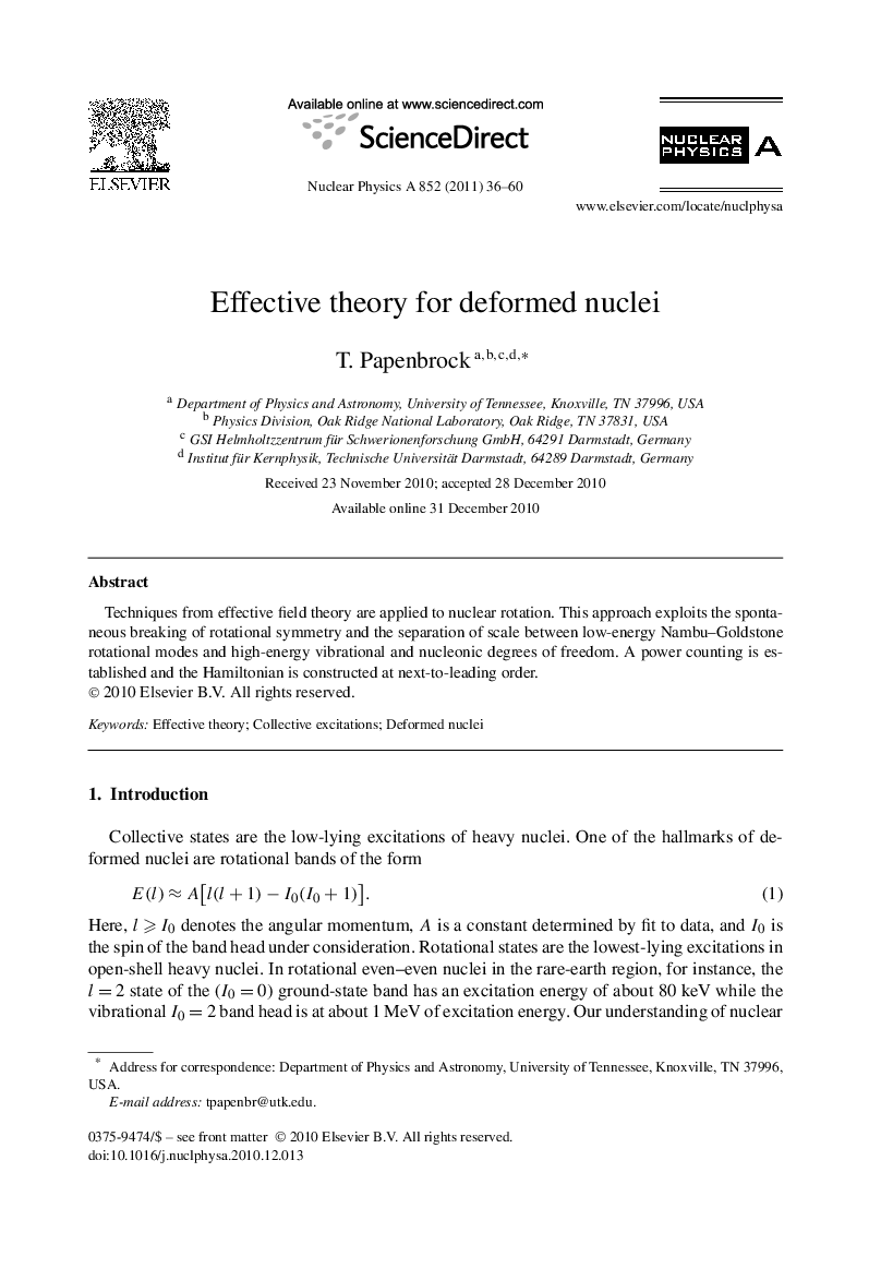 Effective theory for deformed nuclei