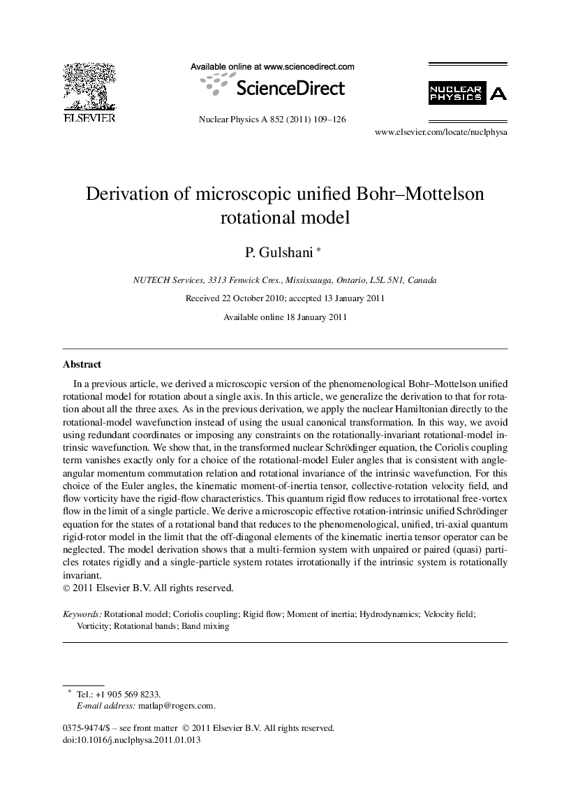 Derivation of microscopic unified Bohr-Mottelson rotational model