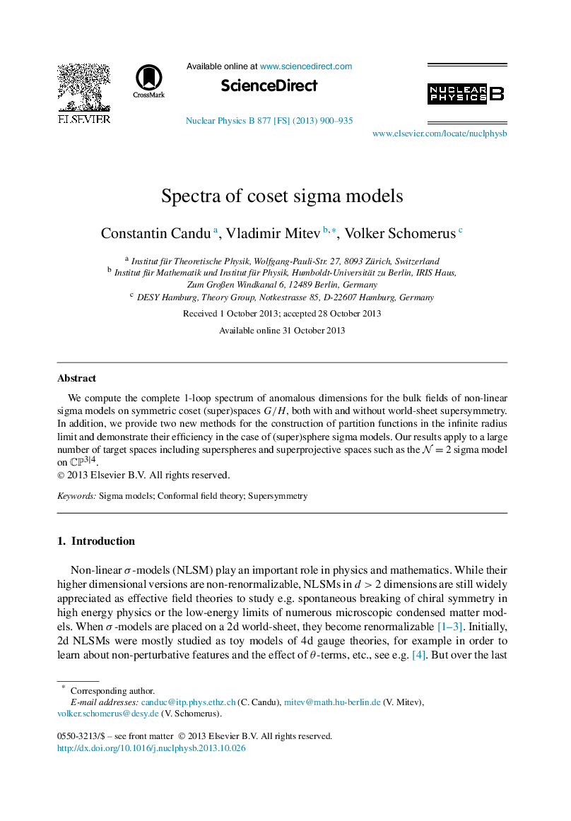 Spectra of coset sigma models