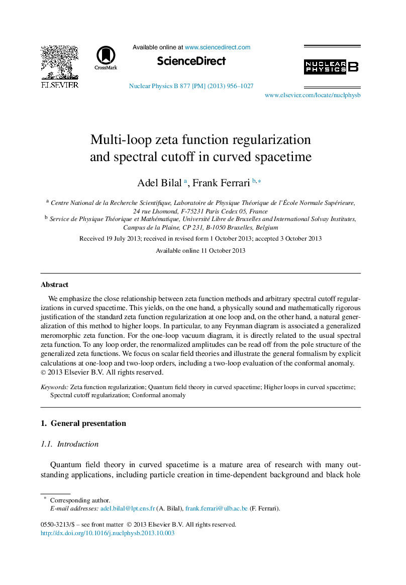 Multi-loop zeta function regularization and spectral cutoff in curved spacetime