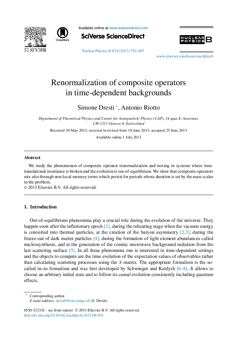 Renormalization of composite operators in time-dependent backgrounds