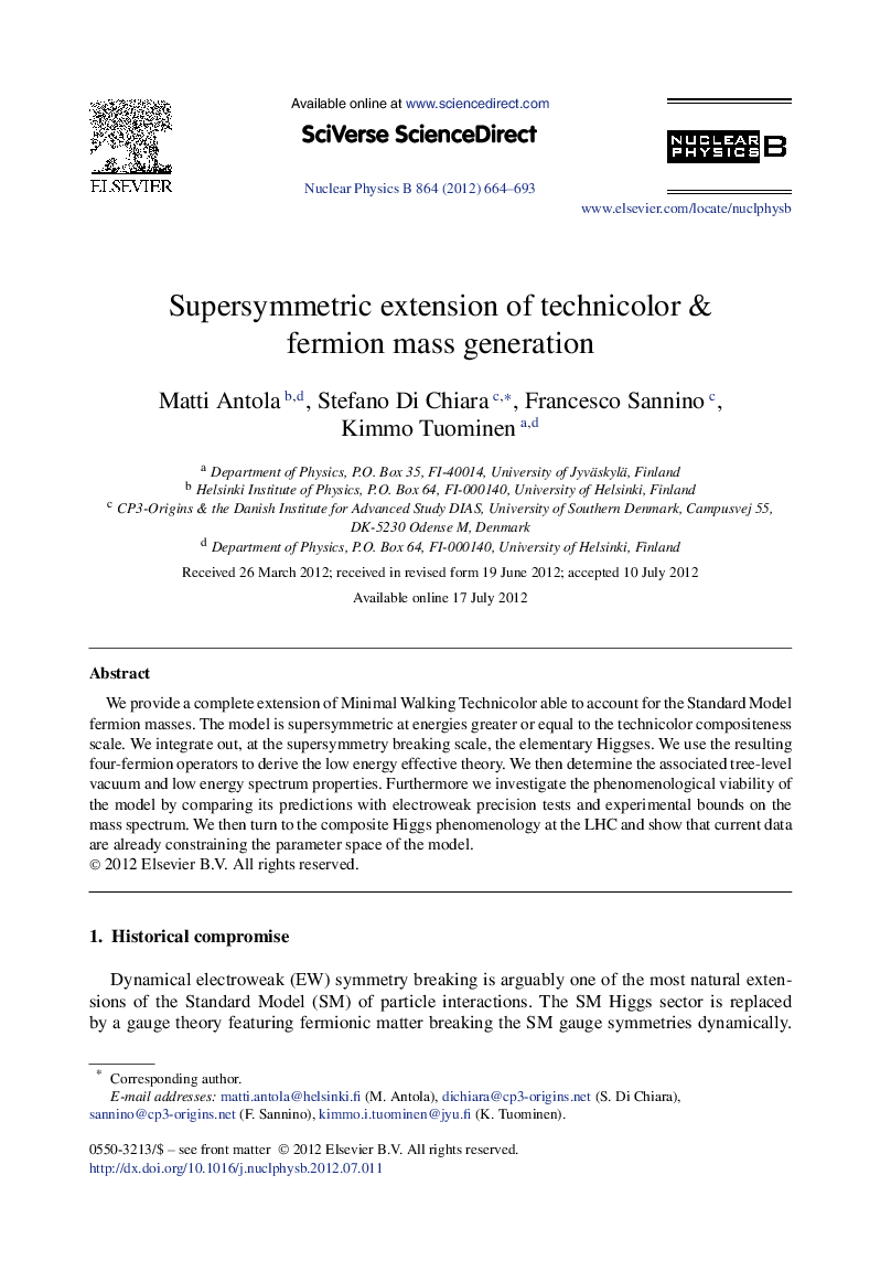 Supersymmetric extension of technicolor & fermion mass generation