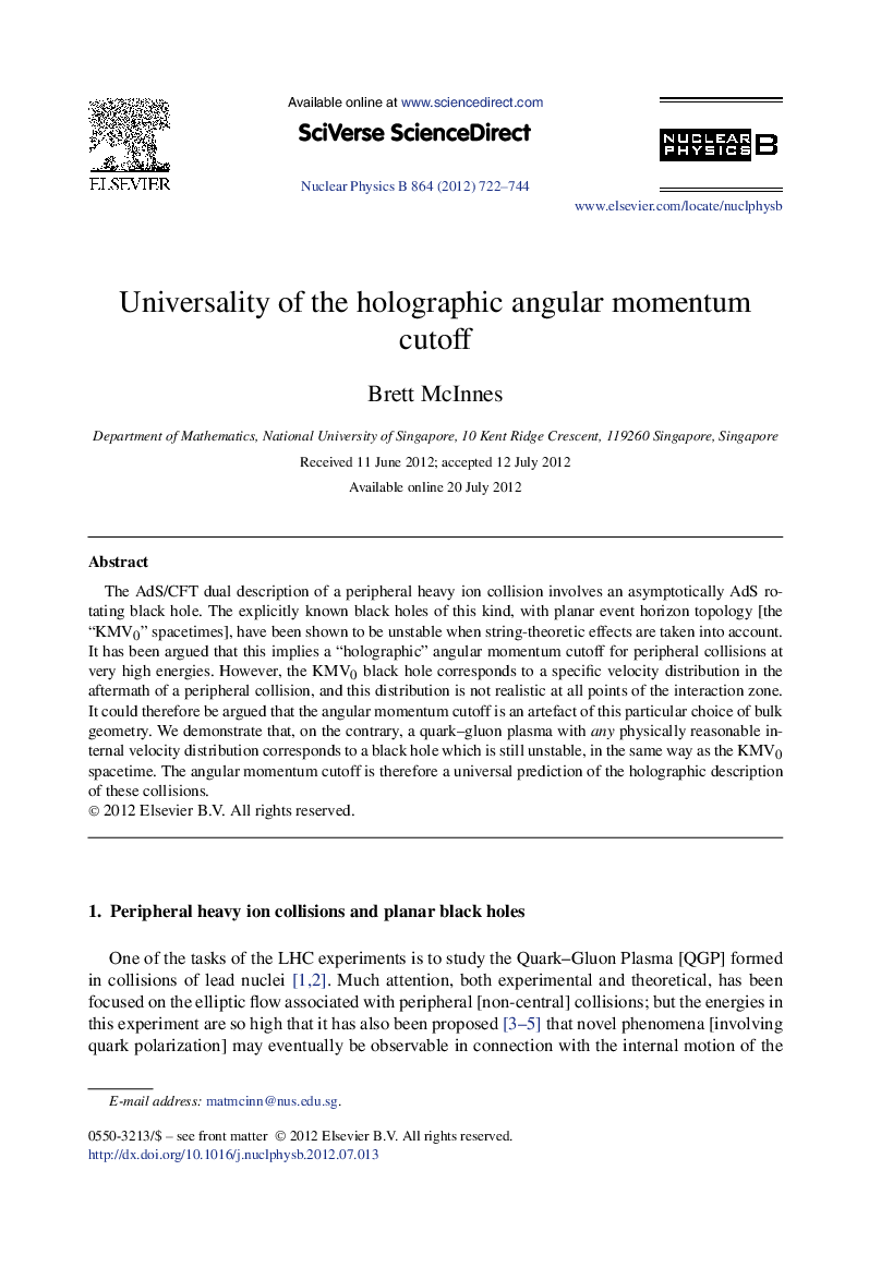 Universality of the holographic angular momentum cutoff