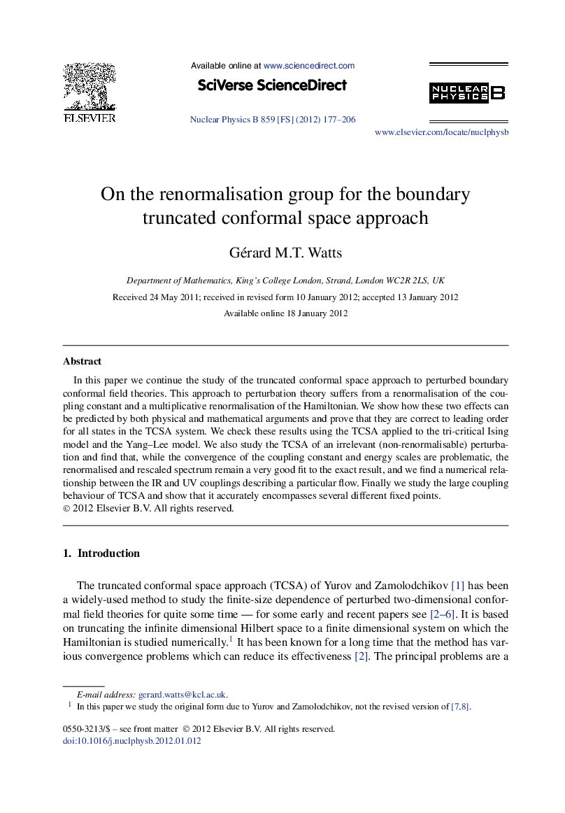 On the renormalisation group for the boundary truncated conformal space approach
