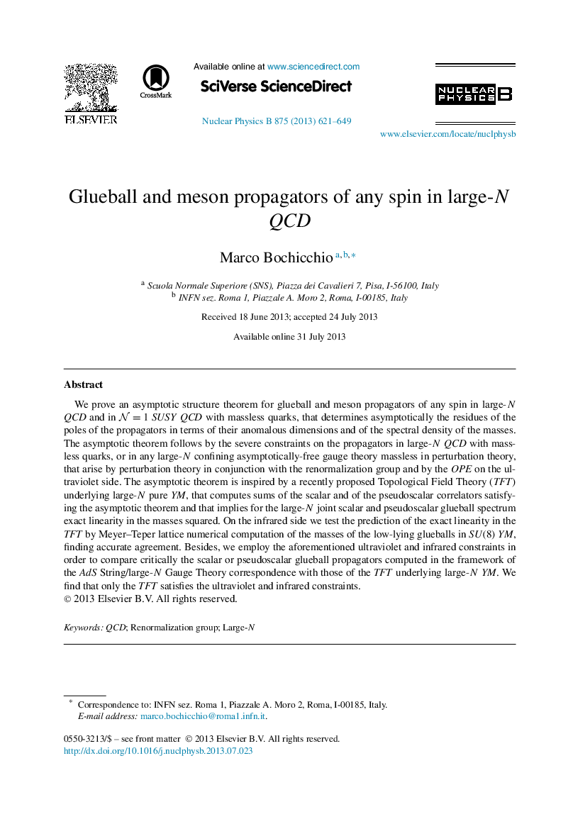 Glueball and meson propagators of any spin in large-N QCD