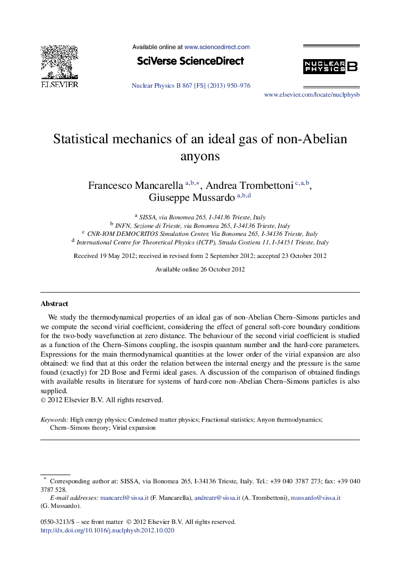 Statistical mechanics of an ideal gas of non-Abelian anyons