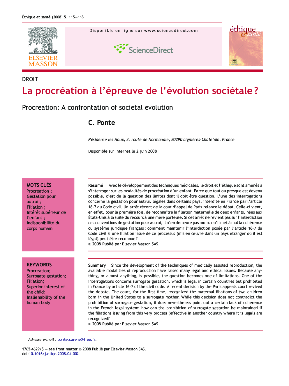 La procréation Ã  l'épreuve de l'évolution sociétaleÂ ?