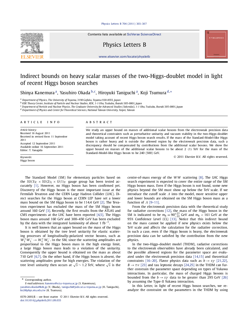 Indirect bounds on heavy scalar masses of the two-Higgs-doublet model in light of recent Higgs boson searches