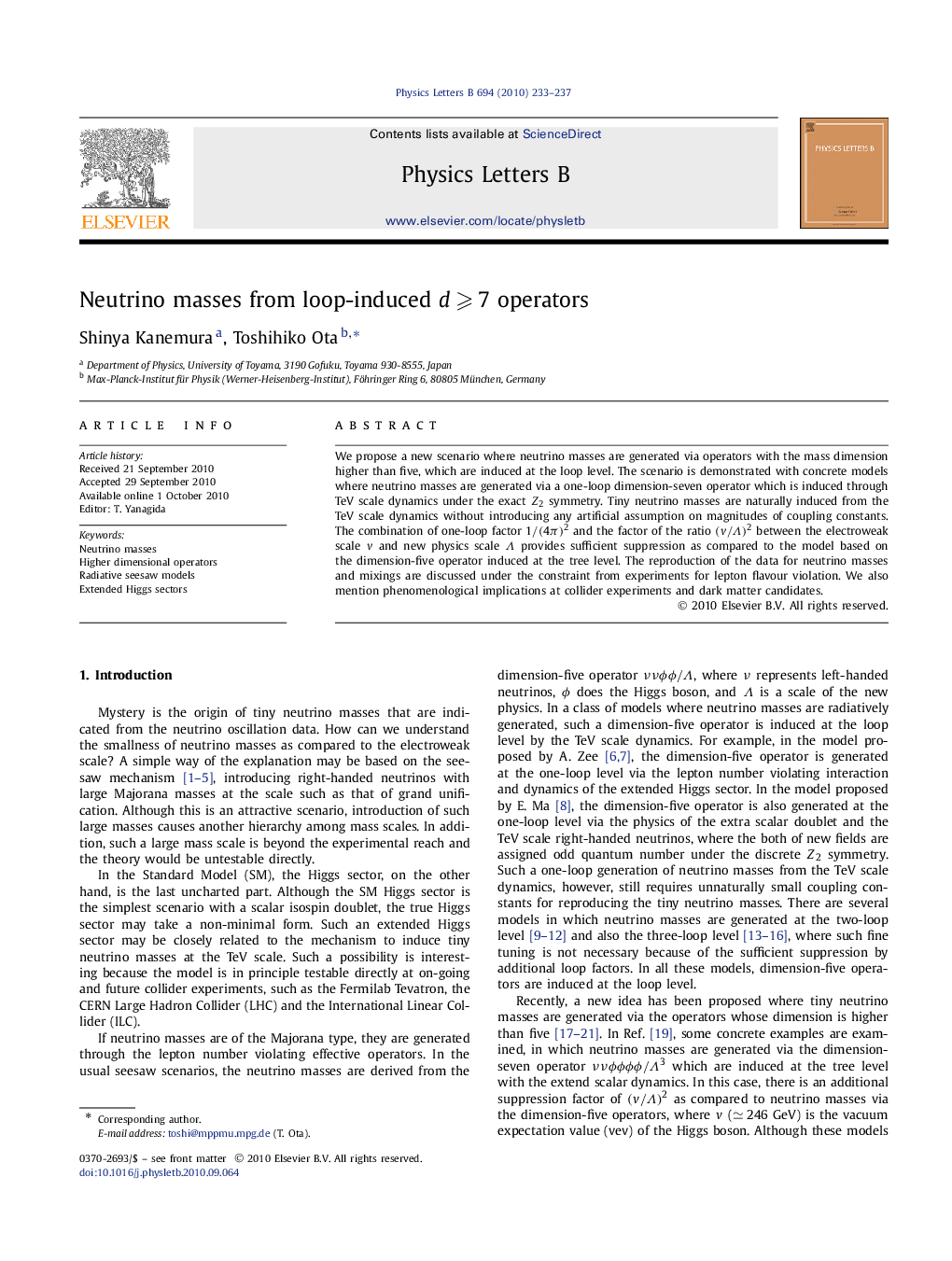 Neutrino masses from loop-induced dâ©¾7 operators