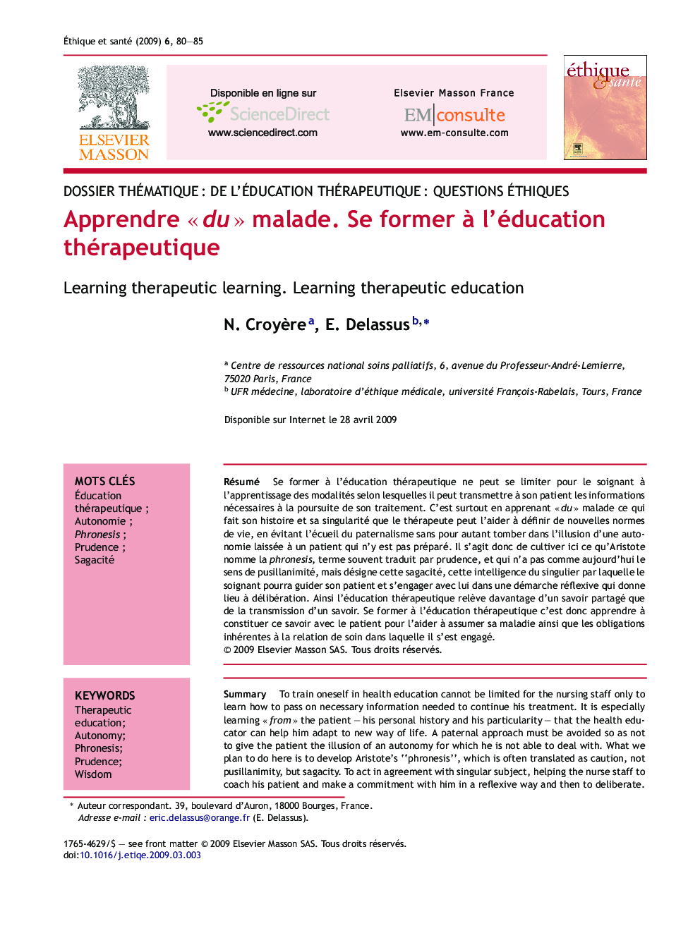 Apprendre Â«Â duÂ Â» malade. Se former Ã  l'éducation thérapeutique