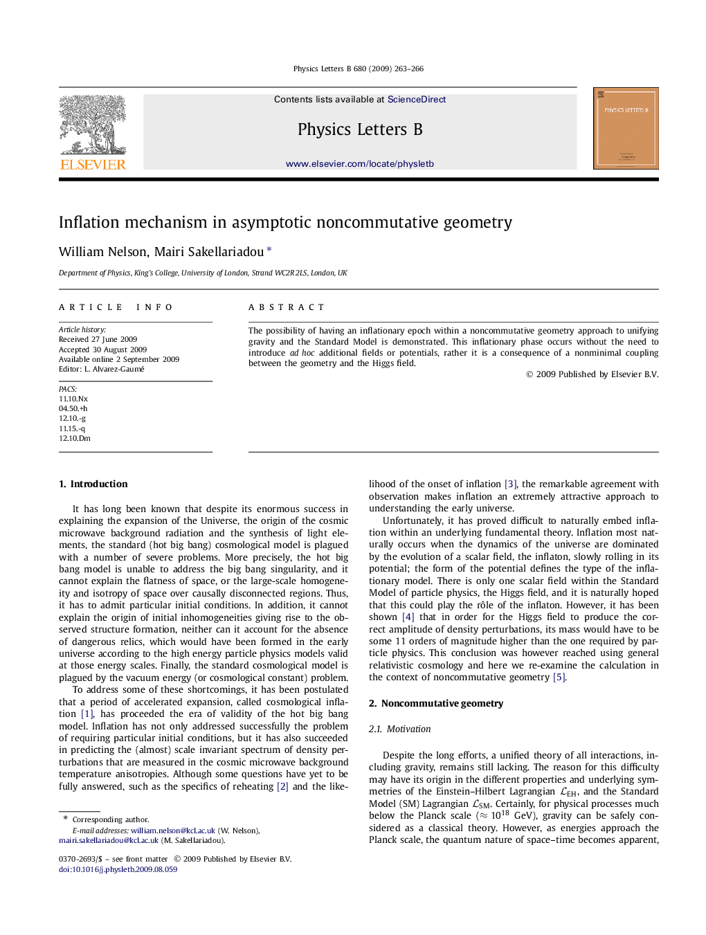 Inflation mechanism in asymptotic noncommutative geometry