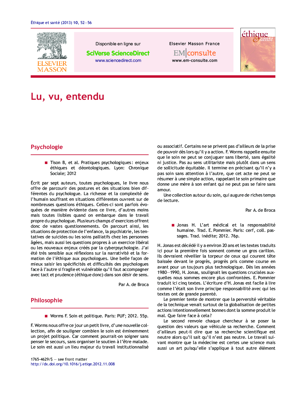 عکس صفحه اول مقاله: Lu, vu, entendu Lu, vu, entendu