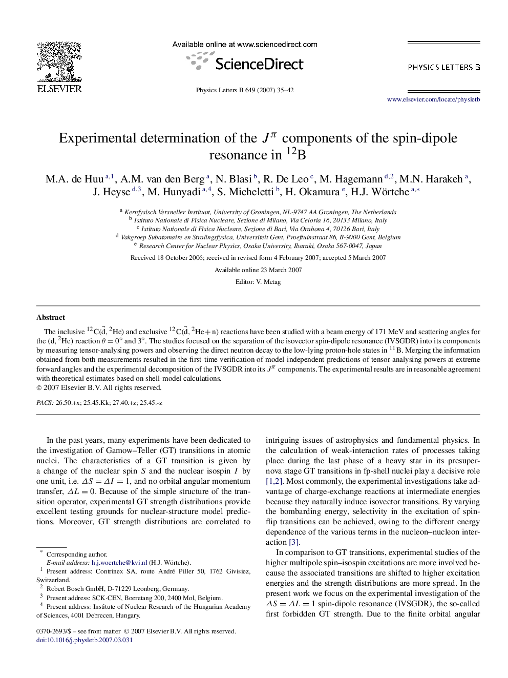 Experimental determination of the JÏ components of the spin-dipole resonance in 12B