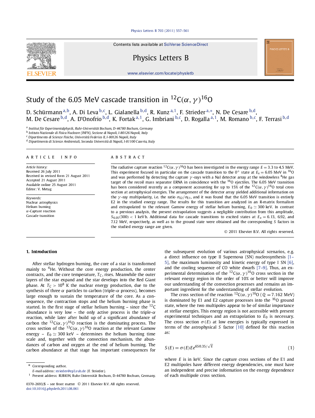 Study of the 6.05 MeV cascade transition in C12(Î±,Î³)O16