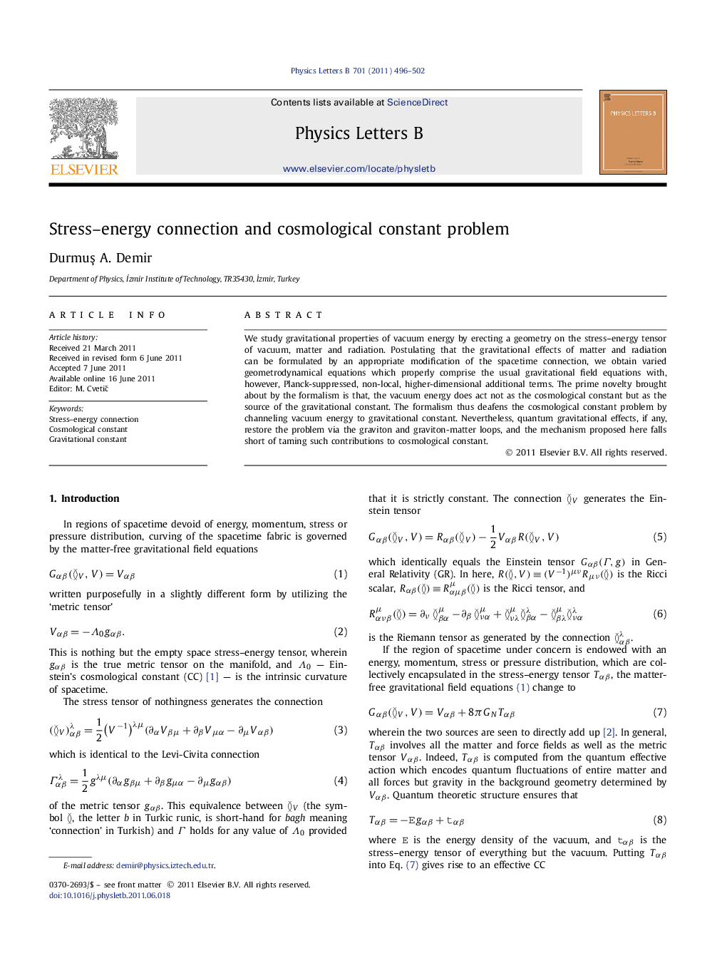 Stress-energy connection and cosmological constant problem