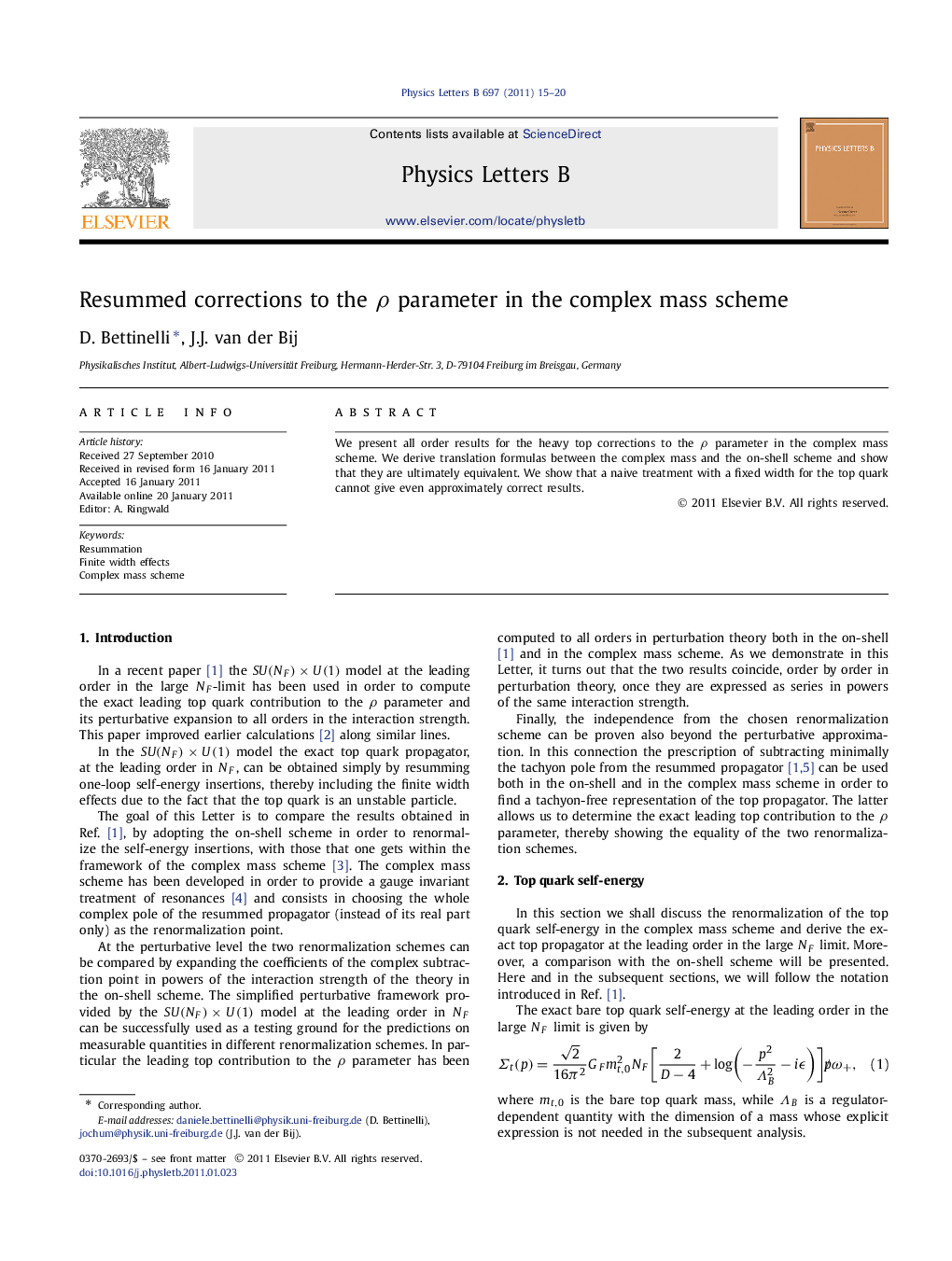 Resummed corrections to the Ï parameter in the complex mass scheme