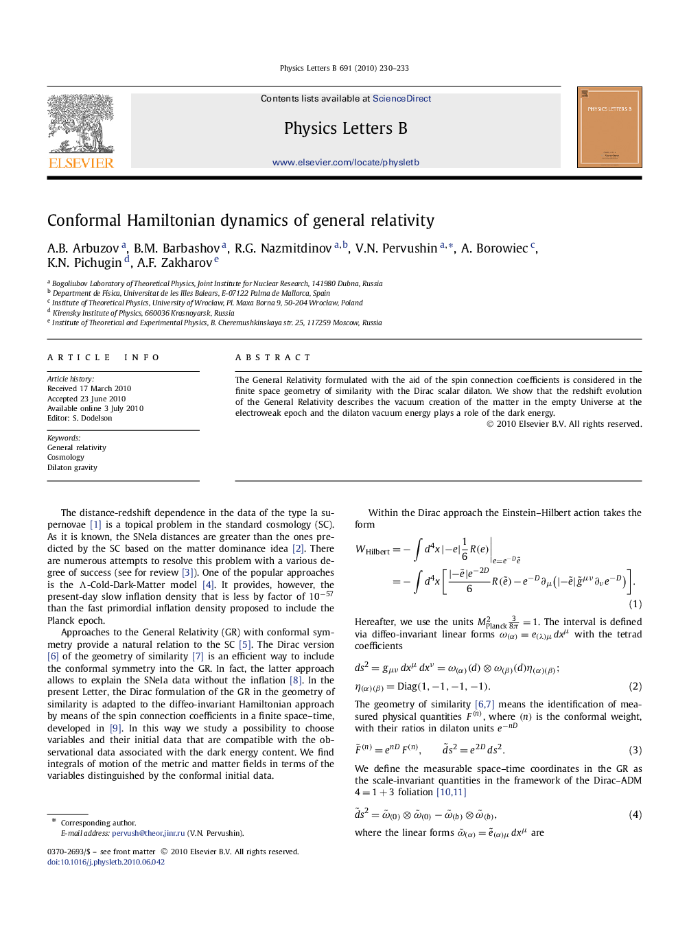 Conformal Hamiltonian dynamics of general relativity