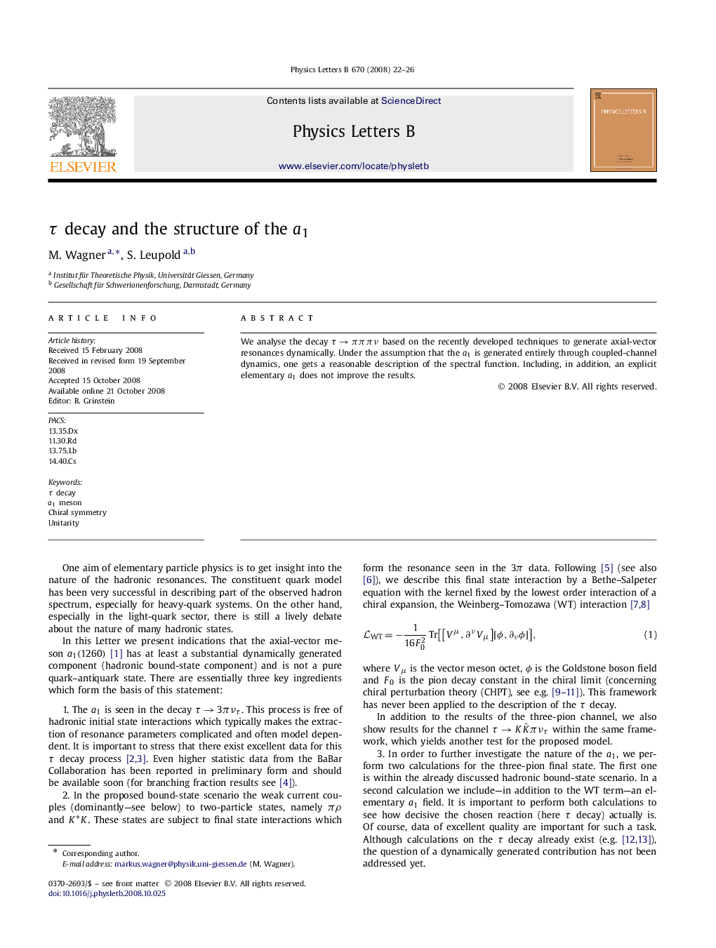 Ï decay and the structure of the a1