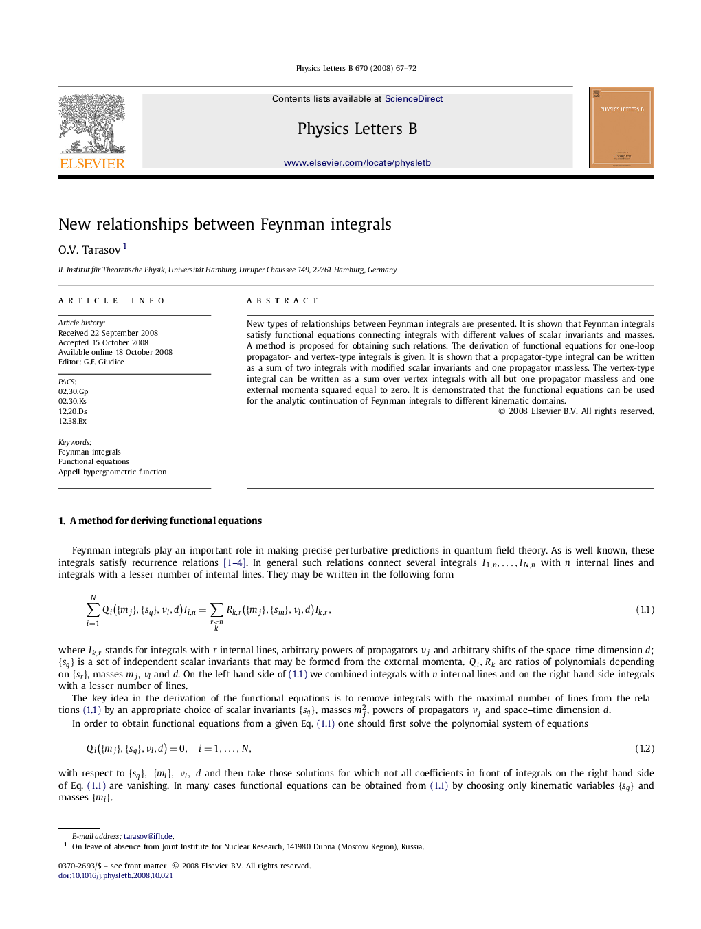 New relationships between Feynman integrals