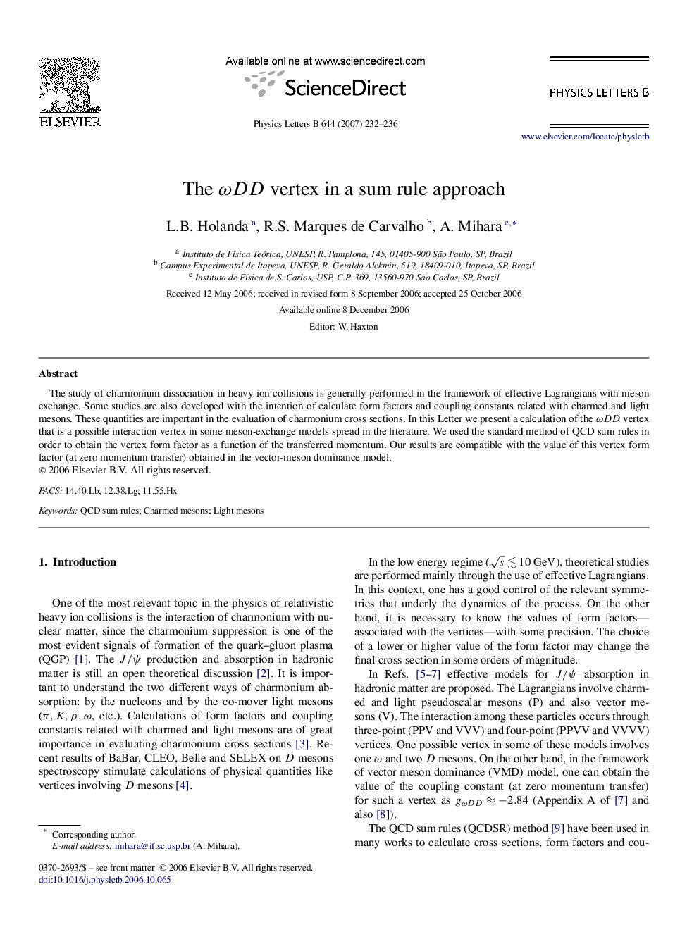 The ÏDD vertex in a sum rule approach