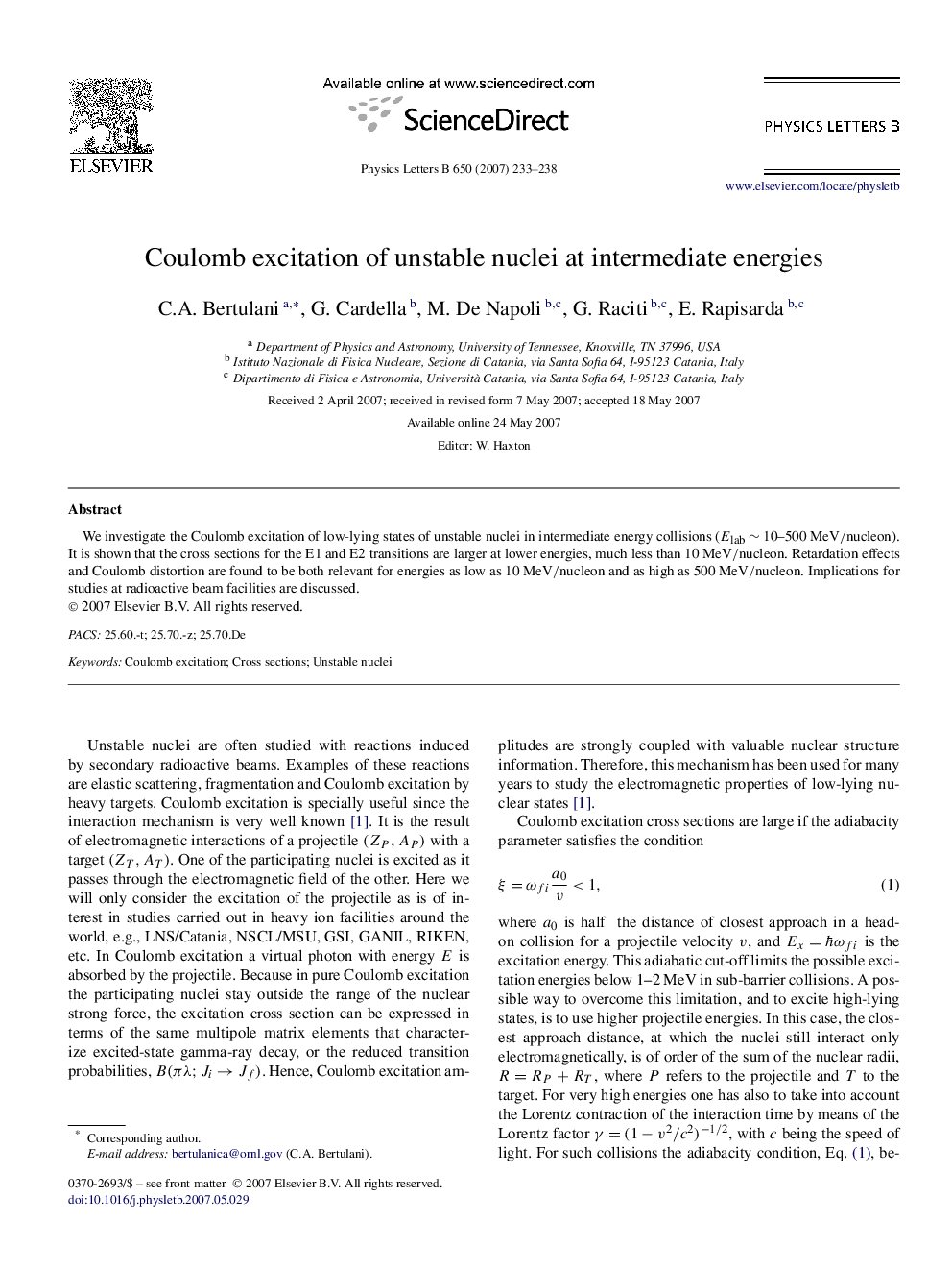 Coulomb excitation of unstable nuclei at intermediate energies