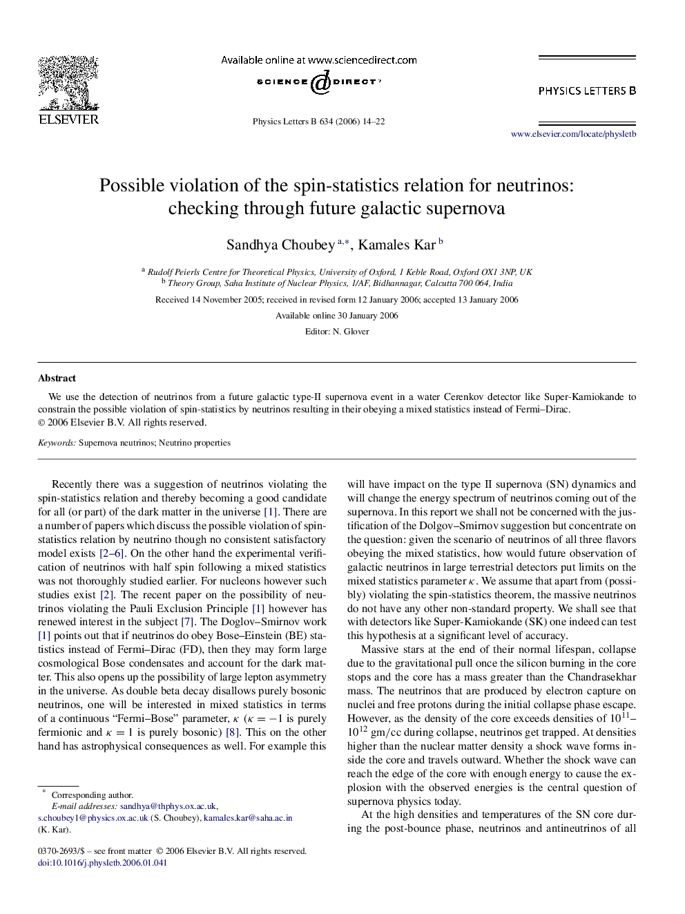 Possible violation of the spin-statistics relation for neutrinos: checking through future galactic supernova