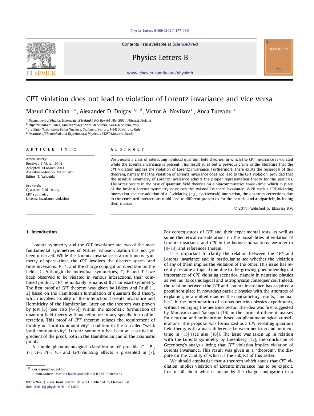 CPT violation does not lead to violation of Lorentz invariance and vice versa