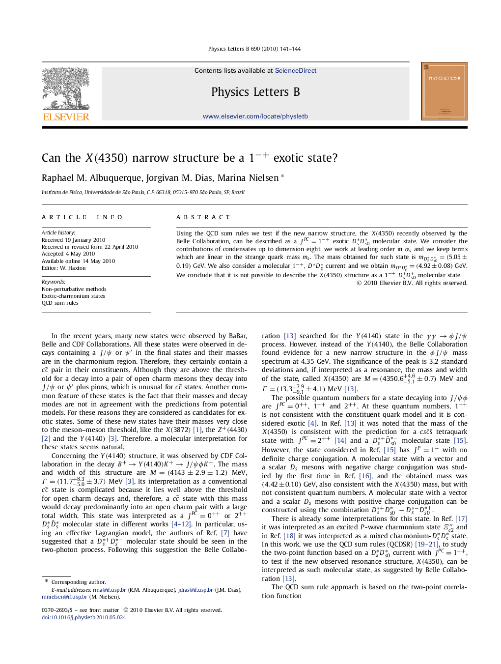 Can the X(4350) narrow structure be a 1â+ exotic state?