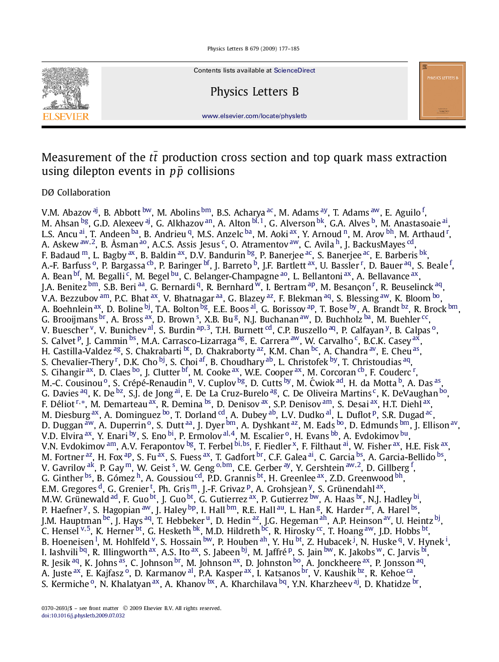 Measurement of the ttÂ¯ production cross section and top quark mass extraction using dilepton events in ppÂ¯ collisions