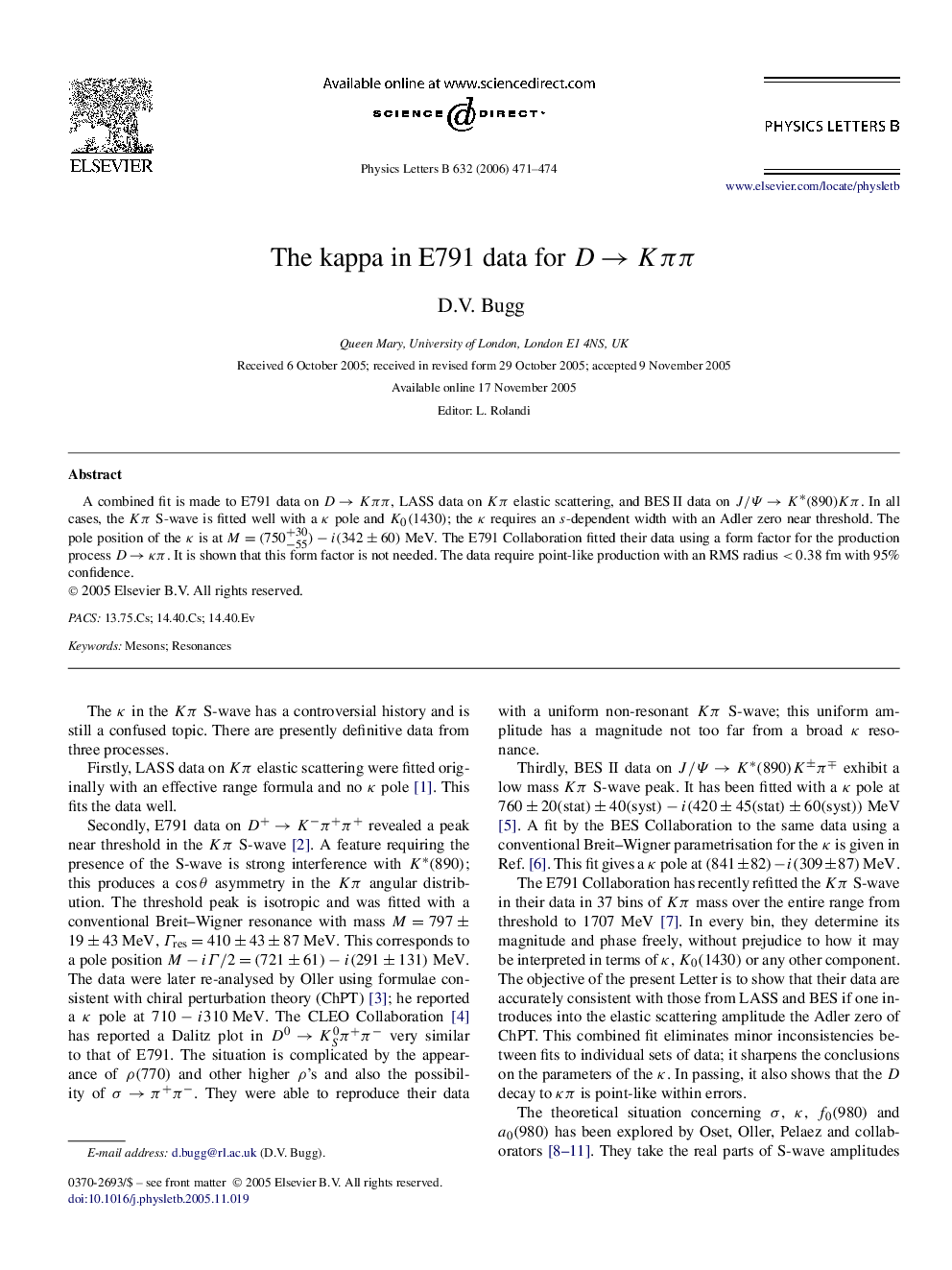 The kappa in E791 data for DâKÏÏ