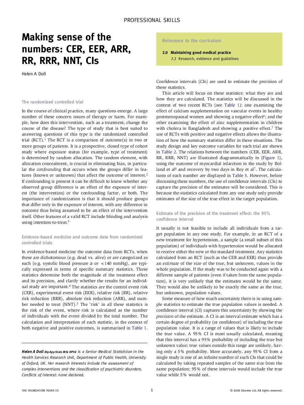 Making sense of the numbers: CER, EER, ARR, RR, RRR, NNT, CIs