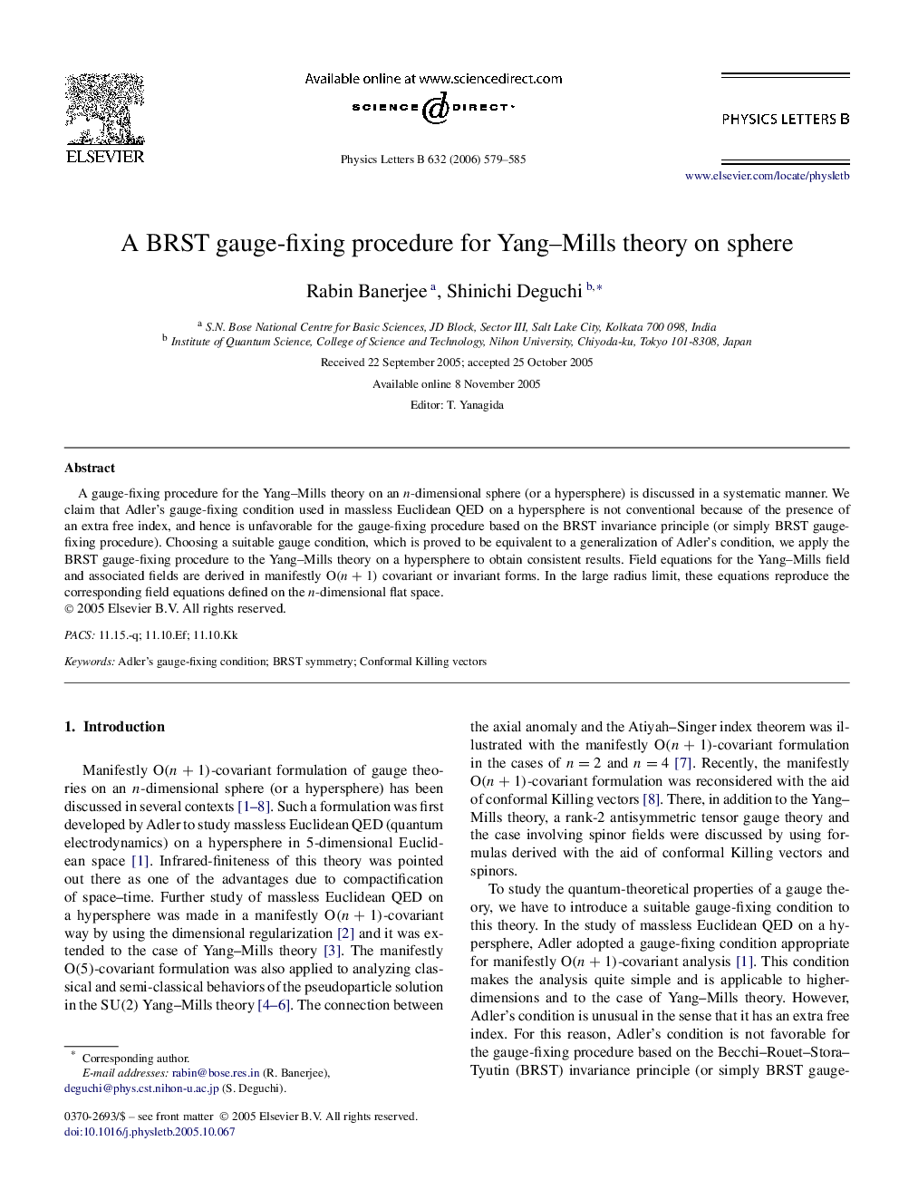 A BRST gauge-fixing procedure for Yang-Mills theory on sphere