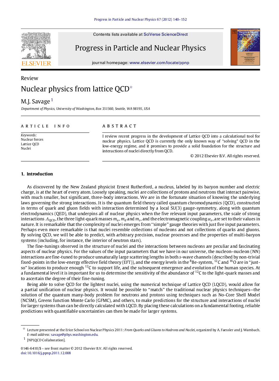 Nuclear physics from lattice QCD